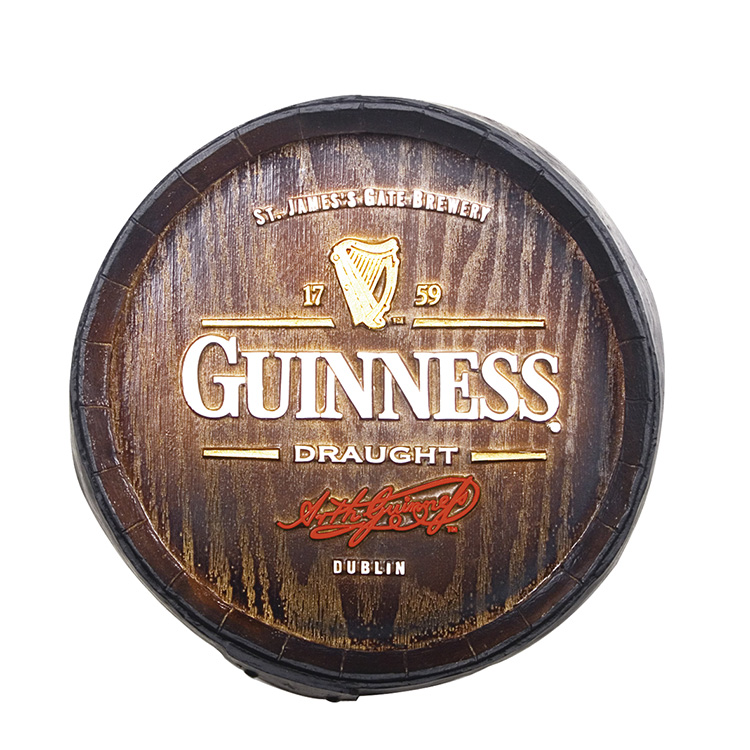 Barril Horizontal de parede em fibra decorativo - Guinness Cerveja