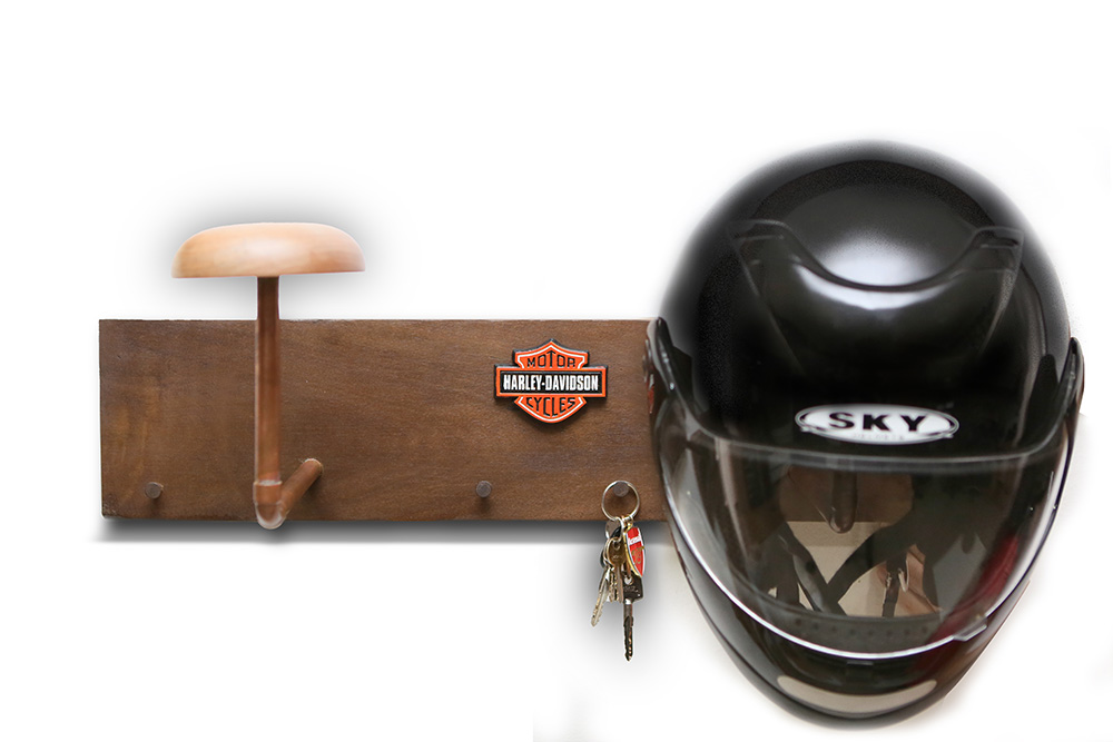 Suporte KG Porta-Capacete Duplo c/ Porta-chaves